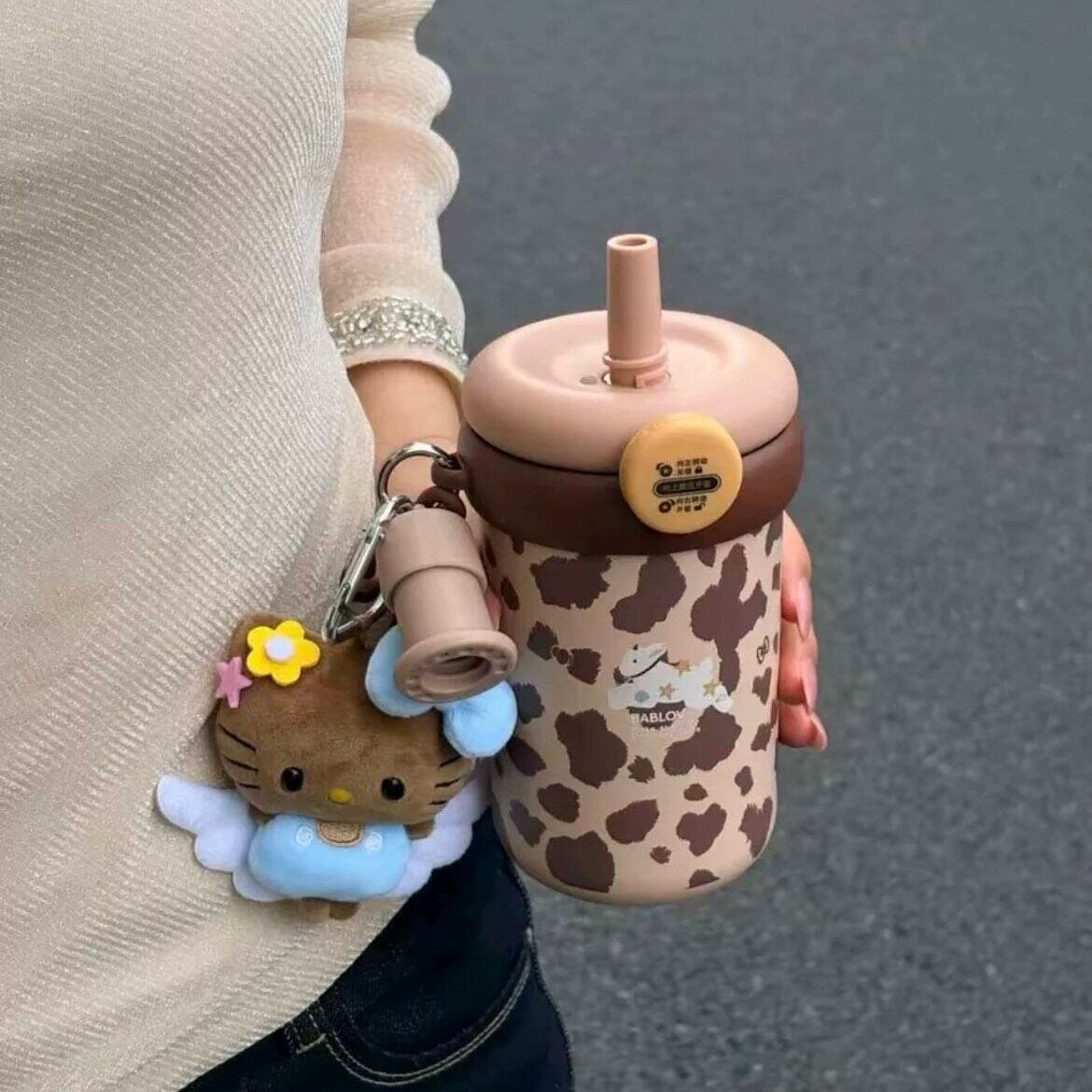 bablov儿童吸管保温杯男女学生高颜值随行便携手提咖啡可爱水杯子
