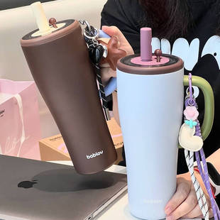 吸管保温保冷冰霸杯男女学生高颜值大容量泡茶简约水杯 bablov夏季