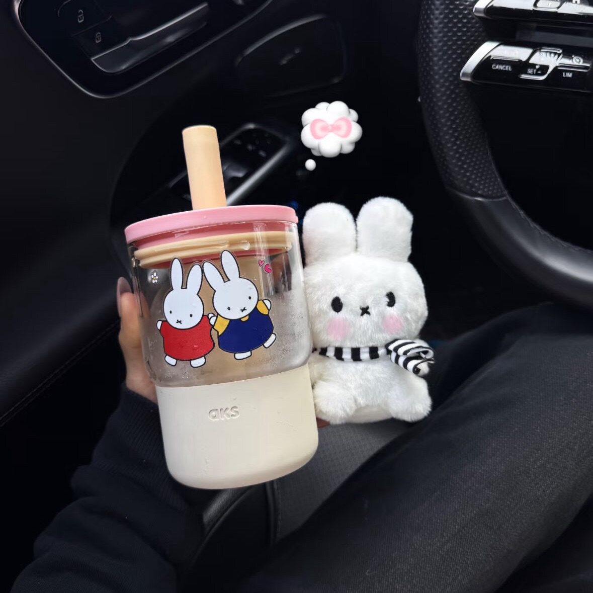 aks夏季吸管玻璃杯男女学生高颜值随行便携可爱简约少女泡茶水杯