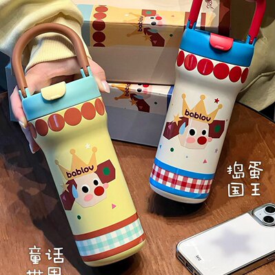 bablov儿童吸管保温杯男女学生高颜值随行便携手提可爱少女水杯子
