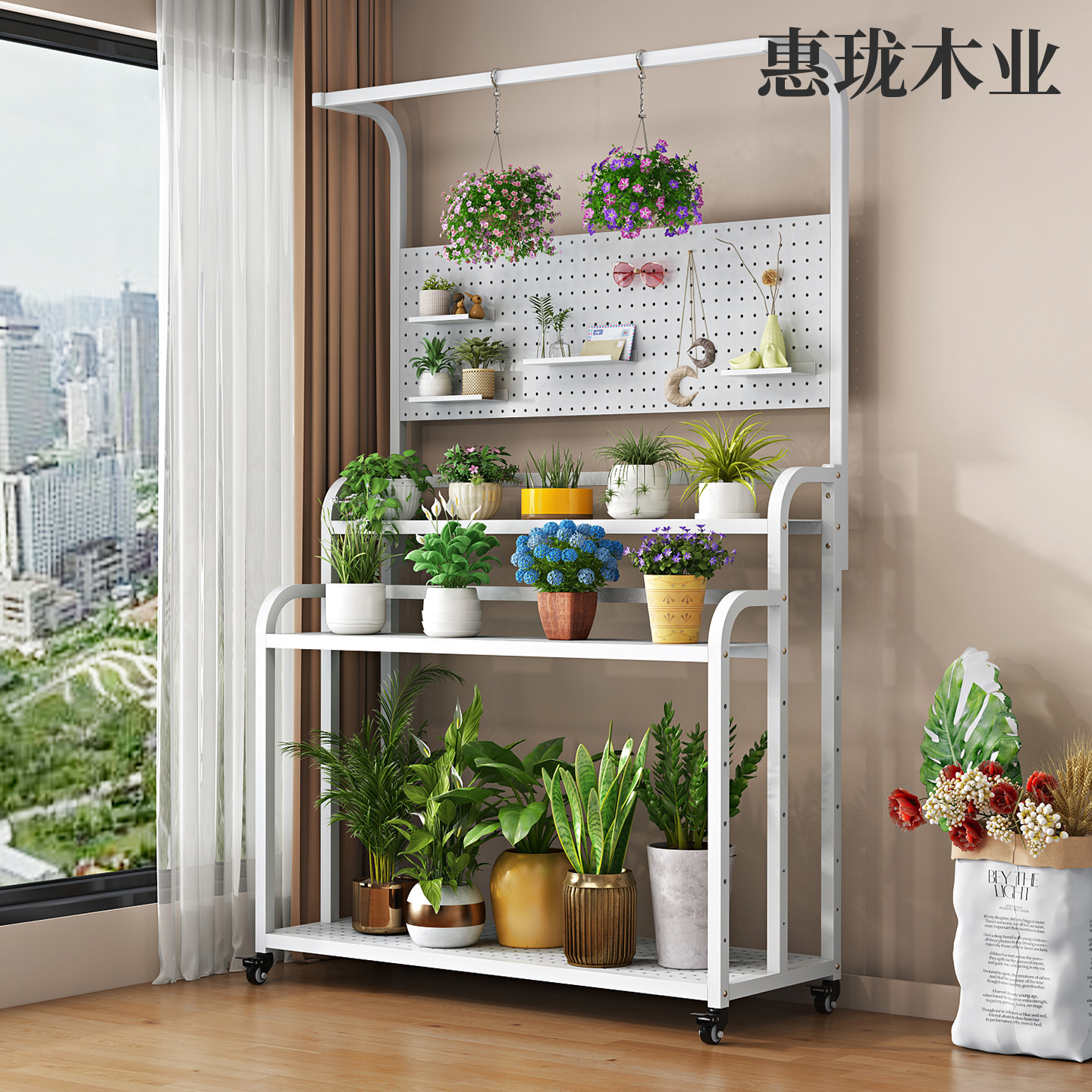 花架阳台花架户外洞洞板落地式花盆置物架2025新款铁艺多层花架子