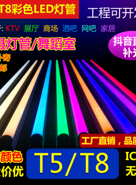 T5一体化彩色灯管led红蓝绿黄橙粉光奢石舞蹈摄影氛围拍摄T8长条