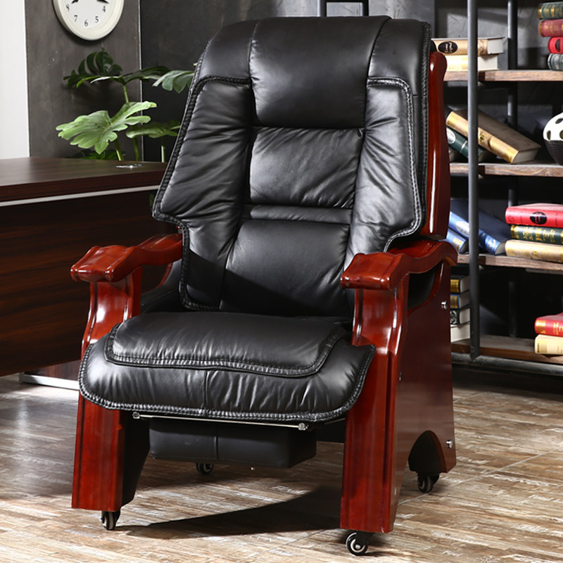 老板椅真皮牛皮实木四脚大班椅办公椅子按摩可躺转椅家用电脑椅
