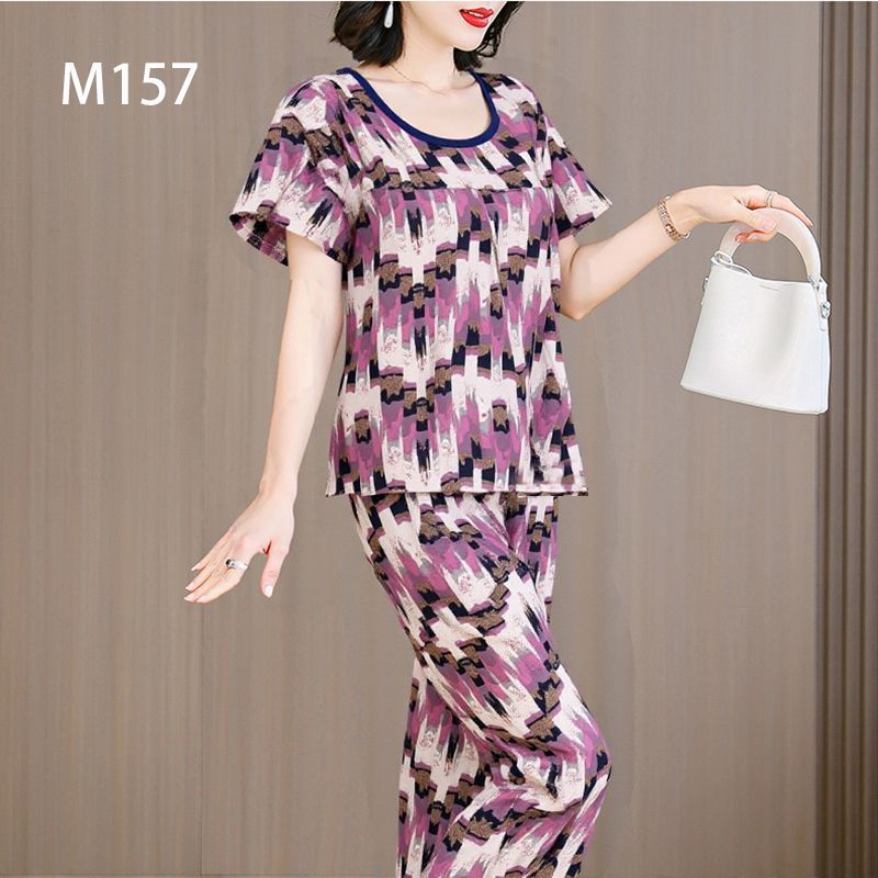 2025新款妈妈装外穿女夏季两件套宽松套装休闲运动家居服高级感潮