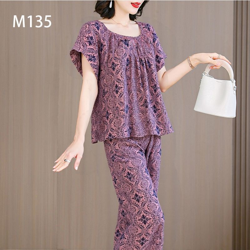 2025新款妈妈装睡衣女夏季两件套宽松套装休闲运动家居服高级感潮