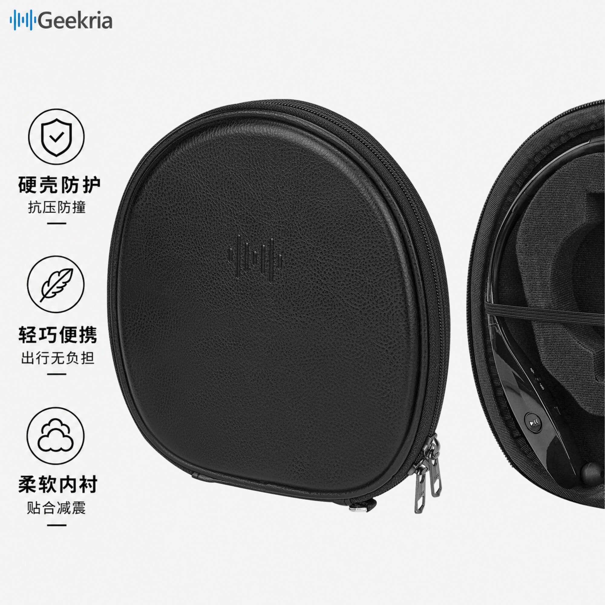 Geekria极客悦耳适用索尼Sony WI-H700/WI-C600N挂脖蓝牙耳机硬包