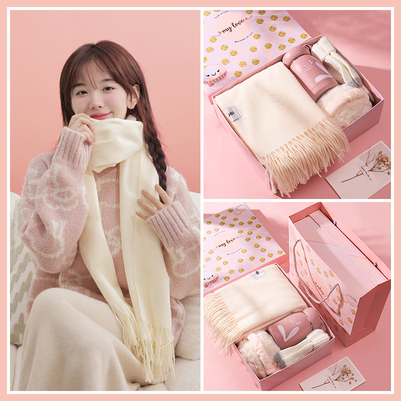 生日礼物女生围巾女款2025新款冬送女友女朋友闺蜜手套帽子三件套