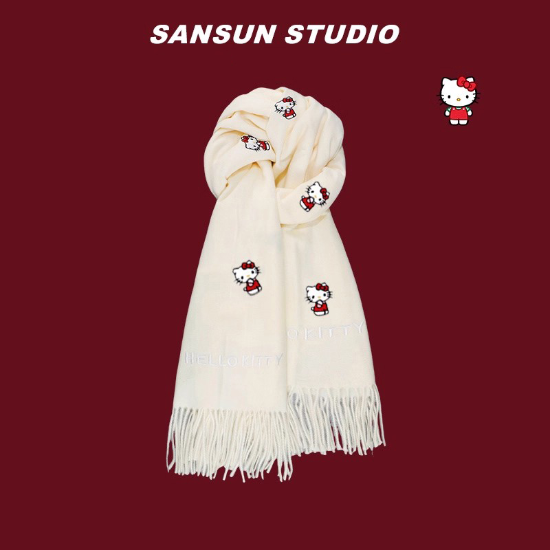 正版授权Hellokitty刺绣仿羊绒