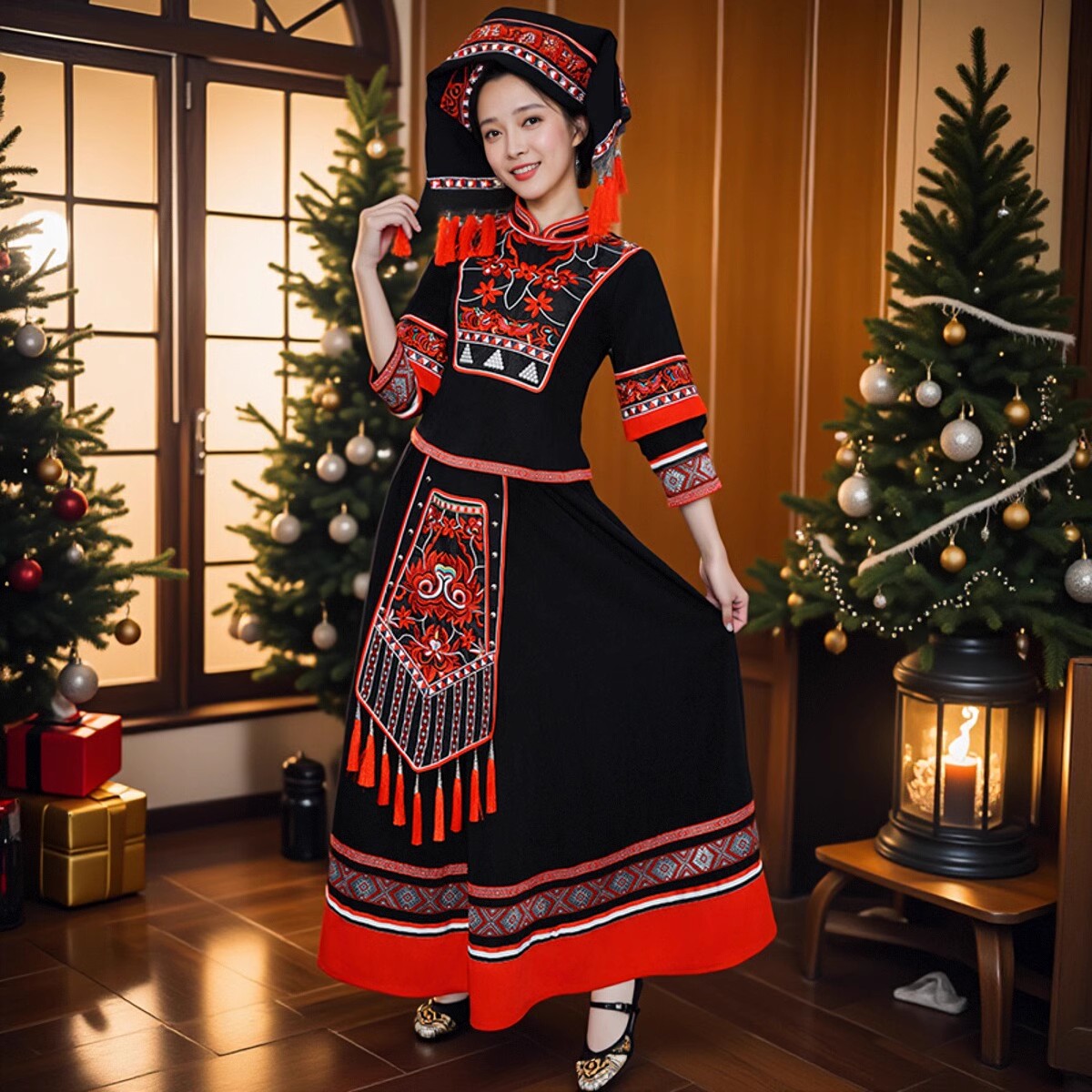 踏青长裙舞蹈走秀刺绣拍照女装