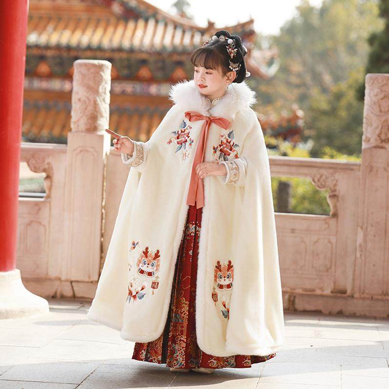 女童披风斗篷汉服加绒厚超