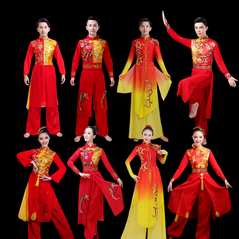 打鼓舞蹈锣服装演出龙威风开