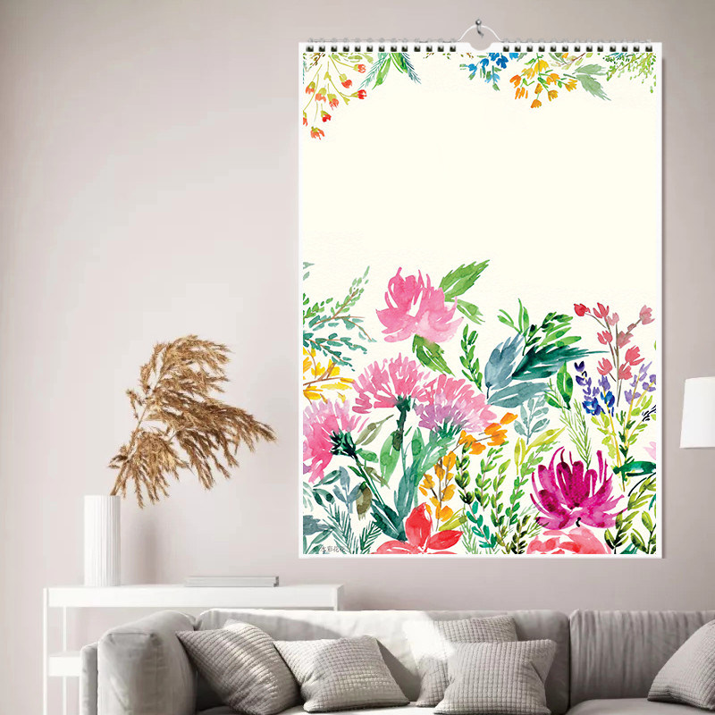 2026大格子水彩挂历家用翻页挂墙