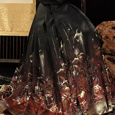 重工刺绣织金仿妆花马面裙鎏金玫瑰新中式汉服半身裙2025秋冬新款