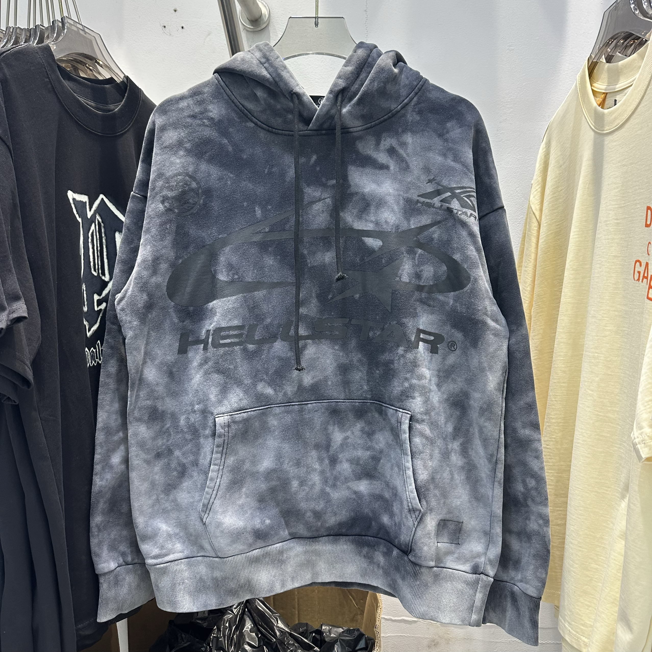 2025秋冬新款Hellstar潮牌洗水做旧地狱之星印花连帽男女情侣卫衣