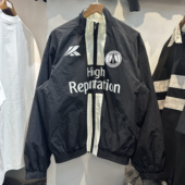 fgss高街条纹撞色徽章logo字母印花立领拉链风衣宽松简约夹克外套