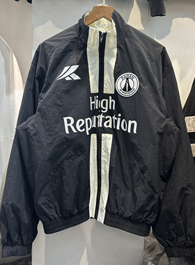 fgss高街条纹撞色徽章logo字母印花立领拉链风衣宽松简约夹克外套