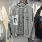 美式 fgss 2025秋新款 潮牌复古做旧破洞字母涂鸦印花男女毛圈卫衣