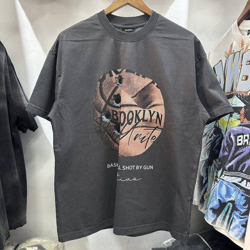 fgss 2026美式复古做旧卡通动漫篮球印花宽松休闲圆领男女短袖T恤,男装,T恤,淘宝优惠券,粉丝福利购,淘宝优惠卷