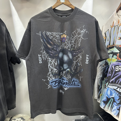 fgss2026美式复古做旧卡通动漫足球徽章印花宽松休闲圆领短袖T恤