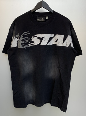 2024夏季美式潮牌HELLSTAR印花短袖T恤男女同款宽松圆领半袖上衣