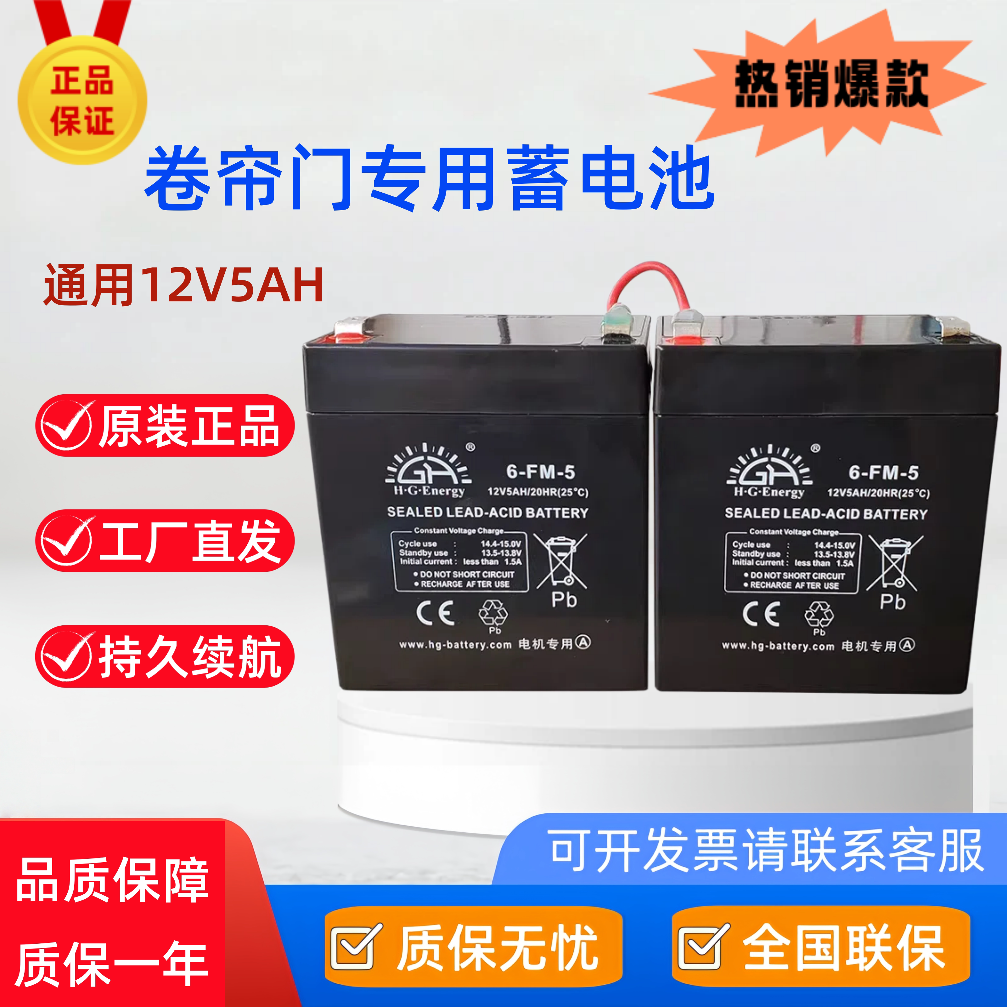 12V5AH电动卷闸门安防消防电池图片
