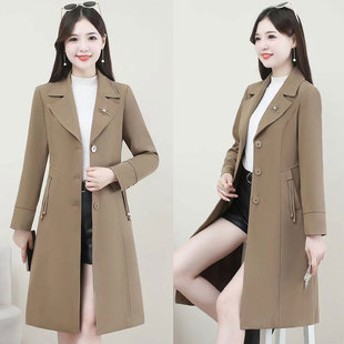 妈妈秋冬长款气质休闲风衣外套2023新款修身显瘦时尚西装领大衣女
