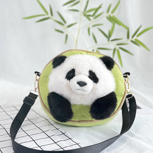 可爱熊猫斜挎包女生通勤出行逛街大容量单肩小圆包成都旅游纪念品
