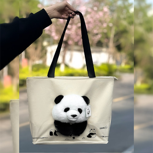 熊猫包包新款出行大容量帆布包