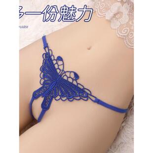 女士内裤性感蕾丝2025年丁字T裤低腰蝴蝶刺绣细带镂空网纱三角裤
