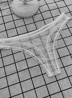 女性感内裤蕾丝露透明毛三角裤全男女情侣开裆丁字裤高级潮免穿脱