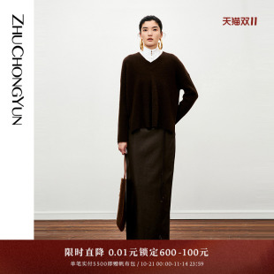 新中式 ZHUCHONGYUN冬季 V领毛衣牦牛绒针织上衣 山灵系列