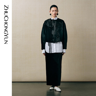 中式 ZHUCHONGYUN2025秋新款 重工珠片刺绣开襟外套 海月系列