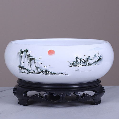 水培花盆陶瓷带底座中式