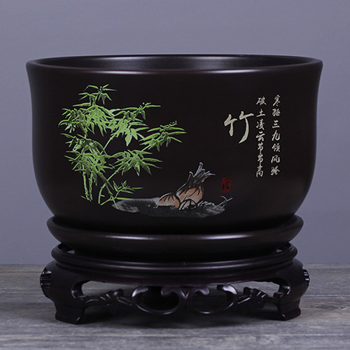 陶瓷花盆中国风带托盘