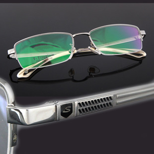 TITANIUM商务超轻纯钛银色方型近视半框防蓝光变色驾驶眼镜框架男