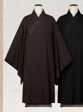 纯棉海青居士服男女春夏日常禅修服法会僧衣僧服长款高档海清长衫