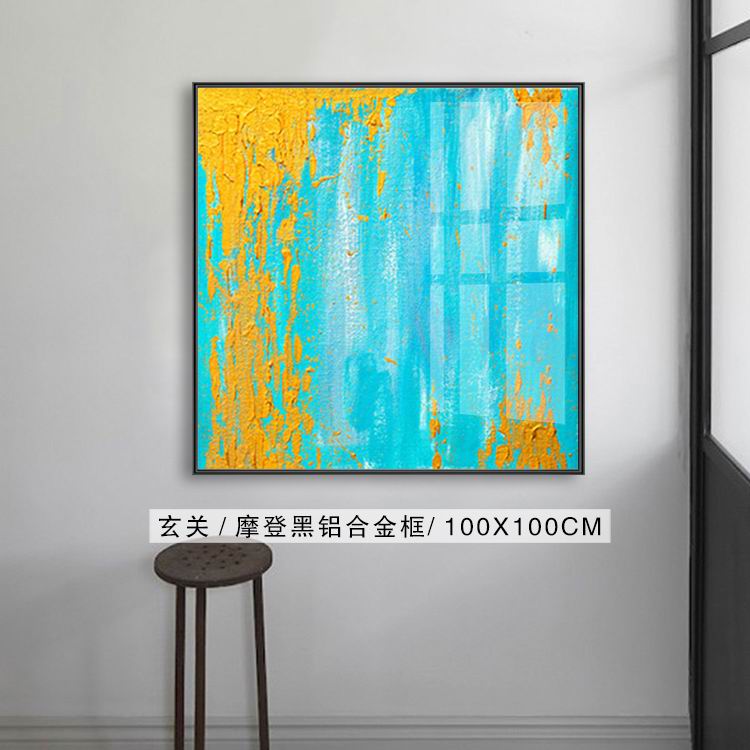 简约轻奢晶瓷花卉风景抽象油画装饰画北欧客厅现代玄关拐角墙挂画图片