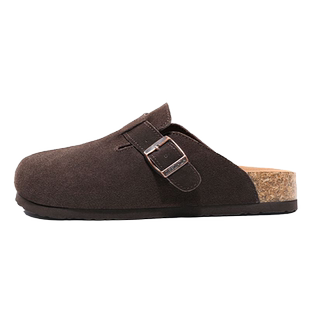 懒人勃肯鞋男女春秋岛外钓鱼真皮博肯鞋2025新款一脚蹬厚底包头拖