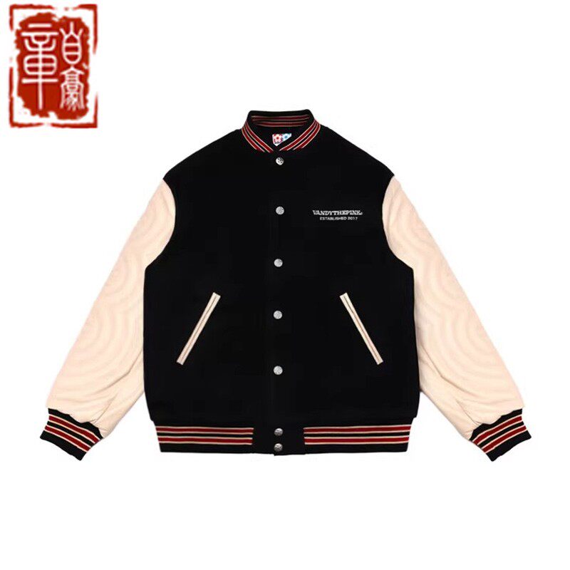VandyThePink红色压绣棒球夹克
