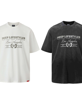 章自豪 DPLS 联名款 夏季标语印花宽松休闲短袖T恤 男女情侣款