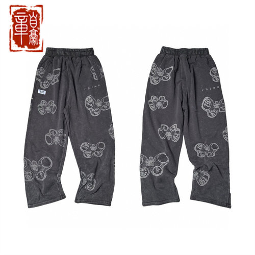 章自豪RHIME USA 23FW Floralien Sweatpants 洗旧花斑飞船卫裤