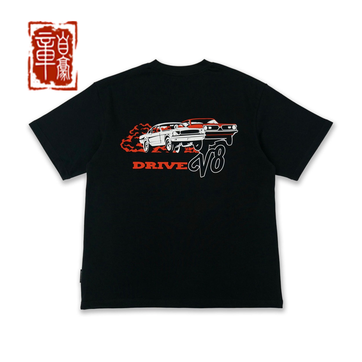 章自豪 Naiska 25款 V8系列野马260g夏季汽车潮流短袖T恤 黑色