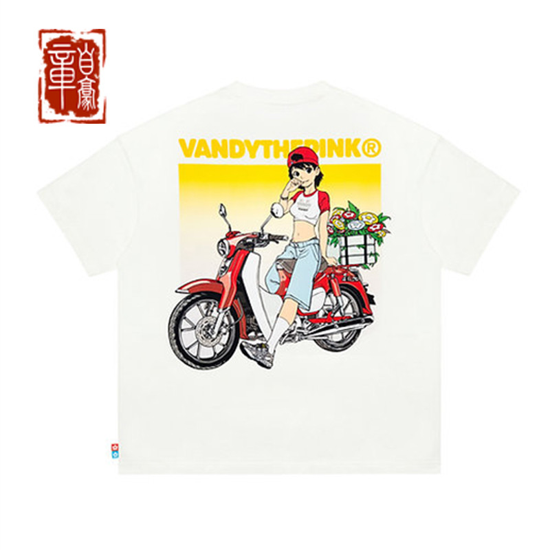 章自豪vandythepink 25ss春夏自行车女孩宽松休闲短袖T恤情侣款