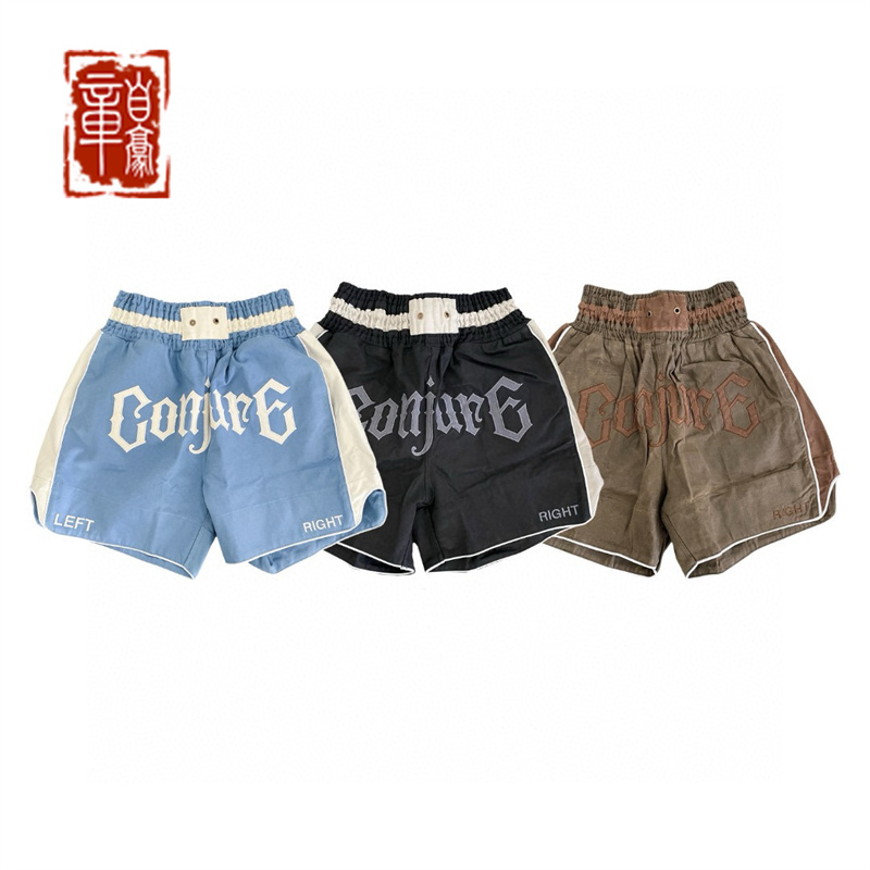 章自豪 Conjure 帆布拳击裤 字母刺绣 高腰运动休闲拳击短裤裤子