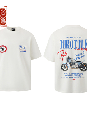章自豪DPLS CCHK First Launch 夏新款后背摩托涂鸦印花短袖T恤
