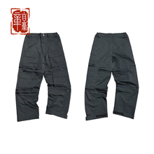 章自豪 GLOBALVALLY 秋冬新款多功能拉链尼龙直筒宽松工装长裤男