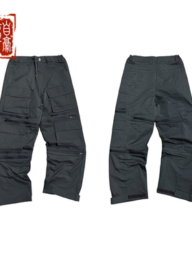 章自豪 GLOBALVALLY 秋冬新款多功能拉链尼龙直筒宽松工装长裤男