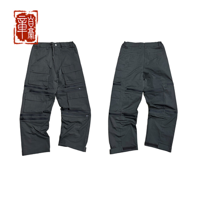 章自豪 GLOBALVALLY 秋冬新款多功能拉链尼龙直筒宽松工装长裤男