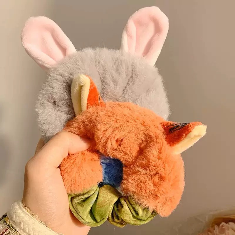 狐尼克毛绒发圈动物尼克朱迪发绳女卡通扎头发头绳大肠圈皮筋