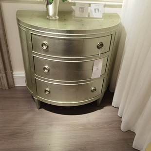 美克岩板轻奢皮质灰橡木实木简约床头柜简美莱克星顿家具设计定制